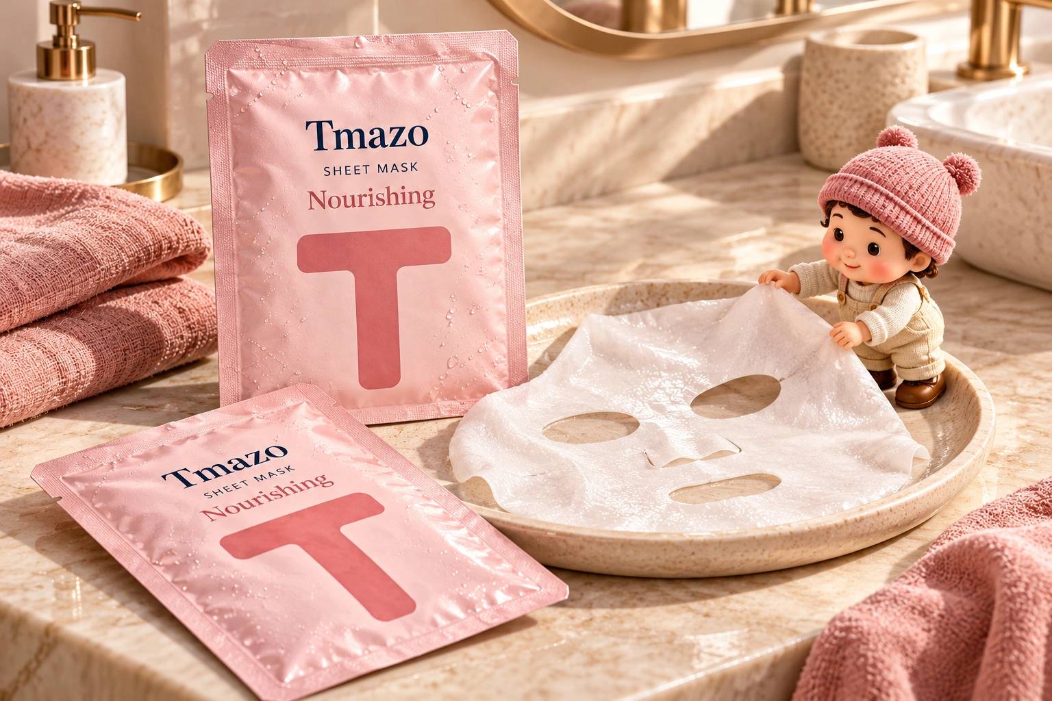 Tmazo Nourishing Sheet Mask packaging and texture concept